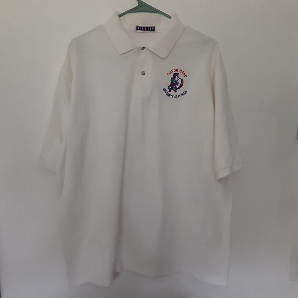 Vtg University Florida Gator Band Polo Shirt Adult Mens XL White UF Short Sleeve